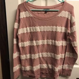 Sweater with crochet inset